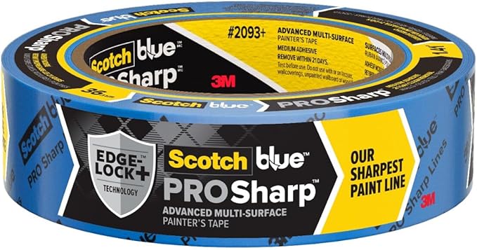 ScotchBlue PROSharp Painter's Tape 1.5 Inch Wide (1.41 in x 60 yd) 1 Roll Blue Tape Protects Surfaces and Removes Easily, Edge-Lock Tape for Indoor and Outdoor Use (2093+-36EC)
