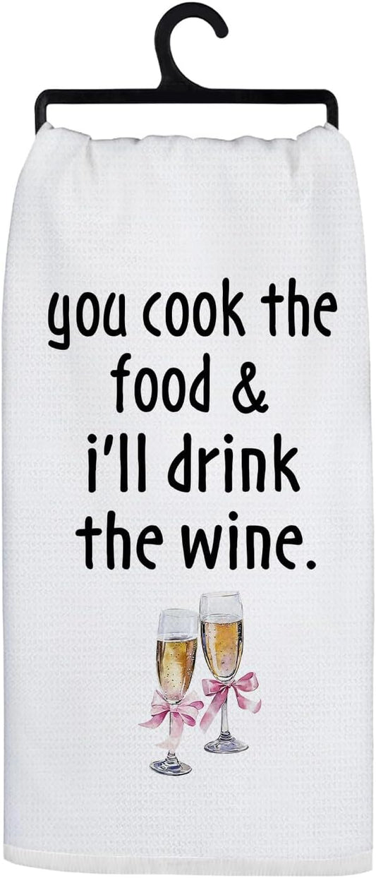 Funny Champagne Gifts Kitchen Towels, Gifts for Champagne Lovers Hand Towels for Kitchen Decor, Coquette Pink Bow Champagnes Glasses Decorative Dish Tea Towels for Home Bar, 16x24 Inch