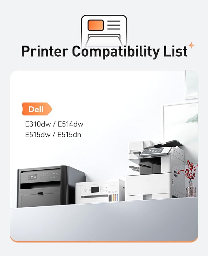 E310 Toner Cartridge 4-Pack Printer Black Replacement for Dell E310 E310dw E514 E515 P7RMX PVTHG 593-BBKD Toner Compatible with Dell Wireless Monochrome E310dw E514dw E515dn E515dw Ink All-in-One Copy