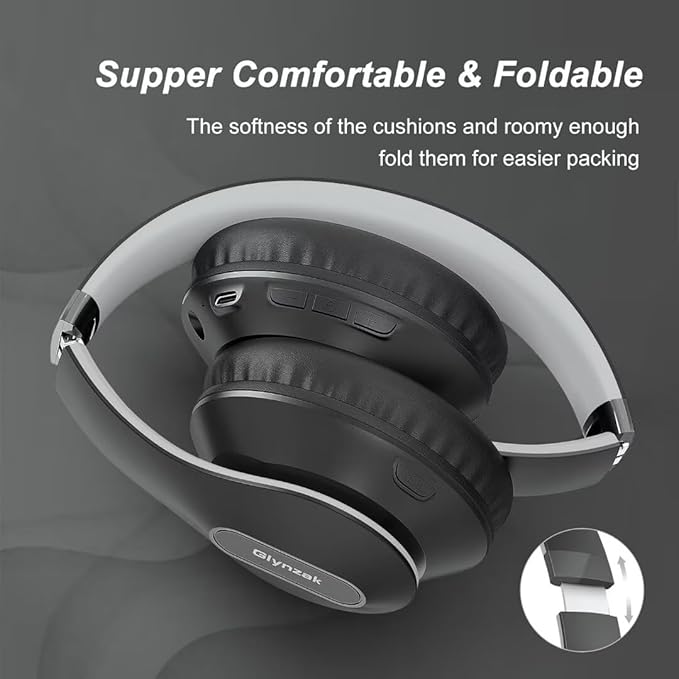 Wireless Bluetooth Headphones Over Ear 65H Playtime HiFi Stereo Headset with Microphone and 6EQ Modes Foldable Bluetooth V5.3 Headphones for Travel Smartphone Computer Laptop