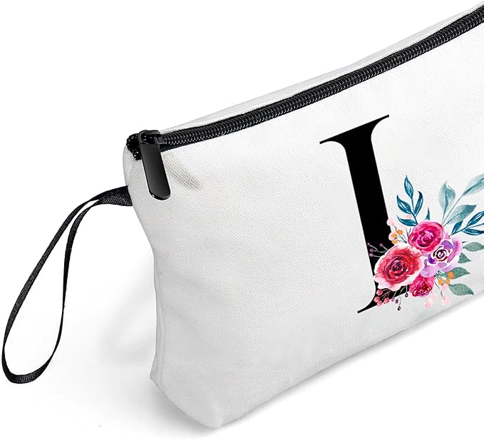 Friendship Gifts,Initial Makeup Bag,Women Birthday Gift Ideas,Cosmetic Bag With Mirror,Bridesmaid Proposal Gifts,Gifts for Mom Birthday Unique,Maid Of Honor Gifts,(I)