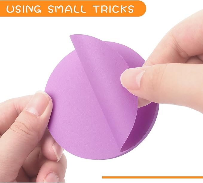 Round Sticky Notes 8 Color Bright Colorful Sticky Pad 75 Sheets/Pad Self-Sticky Note Pads