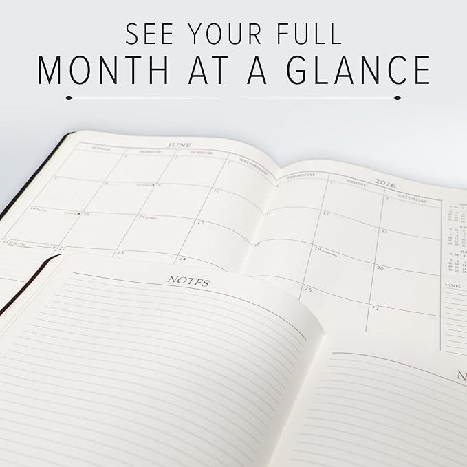 Gallery Leather Professional Weekly Monthly Planner 2026, Elegantly Bound Calendar Planner and Notebook with Stylish Gold-Gilded Page Edges, 12 Months - Caribbean Sea Glass - 9 x 7 "
