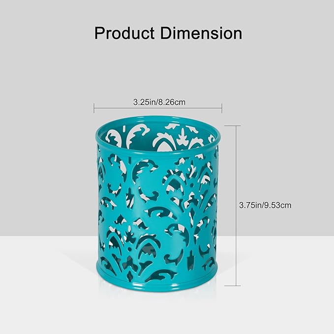 EasyPAG Metal Round Pen Holder 2 Pack Desk Pencil Organizer for Classroom, School & Office,Dark Teal