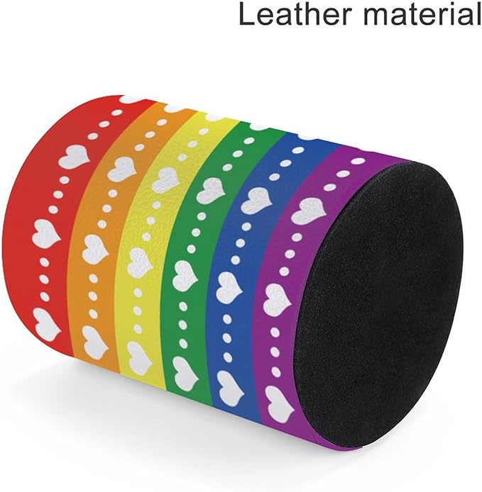 LGBT Rainbow Pride Flag Pen Holder Pencil Organizer Cute Pencil Cup Desk Decor Makeup Brush Holder PU Multifunctional Office Suppliesfor Home Classroom School