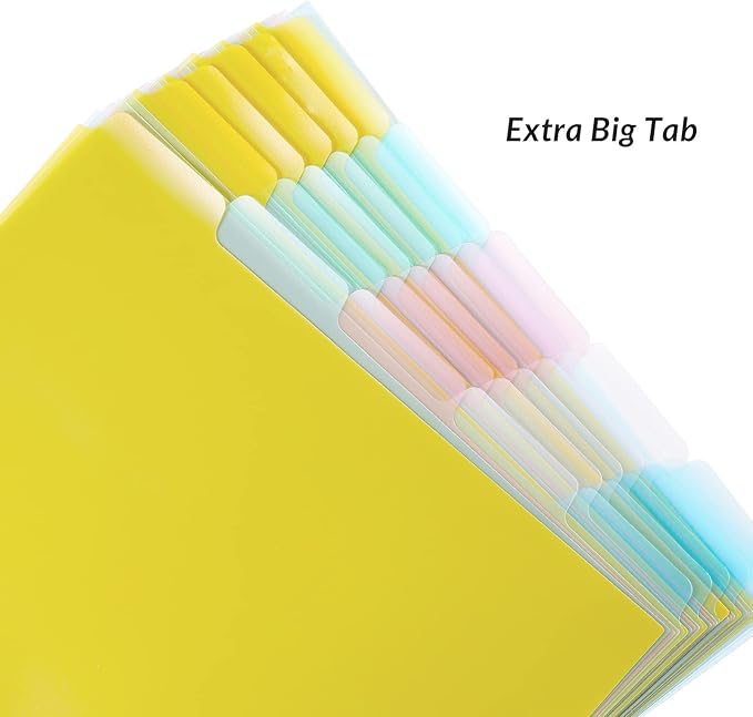 Seashell 3 Ring Binder Dividers with 5 Tabs,6 Sets Plastic Binder Dividers with 3 Hole Punch, Letter Size, Durable, Assorted Colors, School Subject Binder Organizers