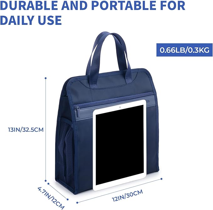 M&G Oxford Zipper Document Bag, Vertical Double Layer Waterproof Handle Document Tote Bag for Carrying Paper Documents Books Computer Water Cup1 Pack (Dark Blue)