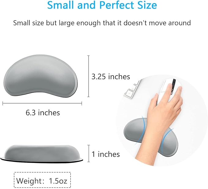 Dapesuom Mouse Wrist Rest, Ergonomic Memory Foam Mouse Wrist for Computer Desk Mats Support, PU Leather Hand Rest Pad Cushion for Gaming, Laptop, Men, Women, Pain Relief & Easy Typing, Space Gray