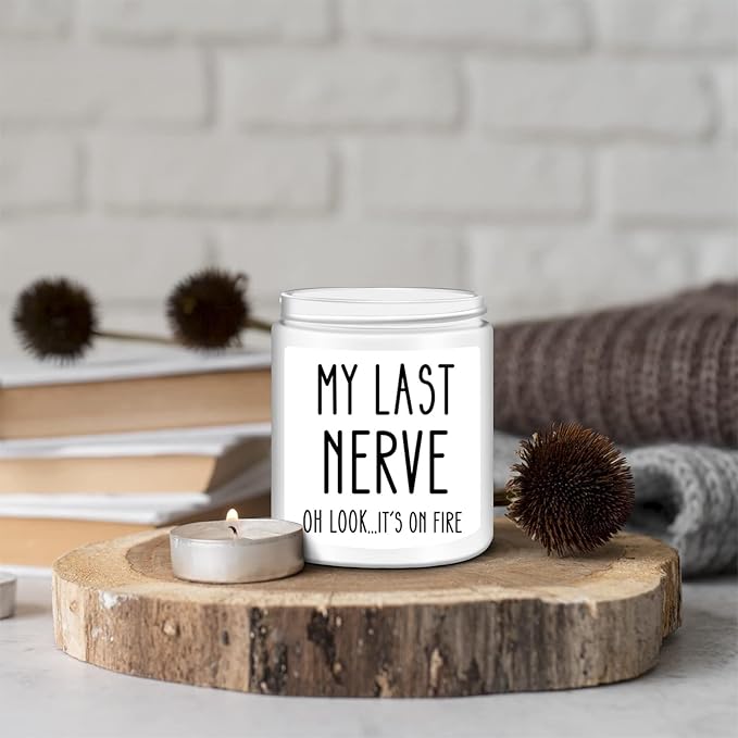Homsolver Birthday Gifts for Women, Funny Friendship Gift for Friend - My Last Nerve Lavender Candle - Unique Best Friend Birthday Gifts for Women, Her, Mom, BFF, Sister