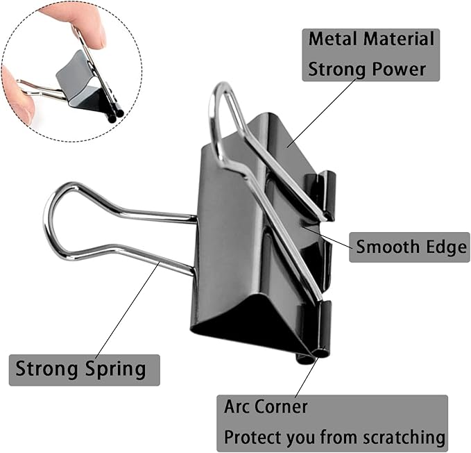 Large Binder Clips 2 Inch (60 Pack), Extra Large Binder Clips Big Paper Clamps for Office and Home Supplies, Black