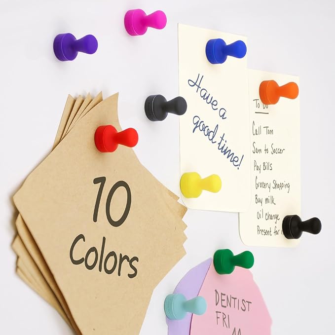 SMART&COOL Silicone Anti Scratch Push Pin Refrigerator Magnets, Thumbtack Magnets for Fridge, Dry Erase Board, Whiteboard, Office, Classroom, School (30 Pack, Multi)