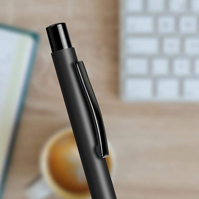 Cambond Ballpoint Pens Black Pens - Metal Pen Retractable Ink Pens for Journaling Business Police Men Flight Attendant 1.0mm Medium Point Smooth Writing, 5 Pen with 5 Refills (Black)