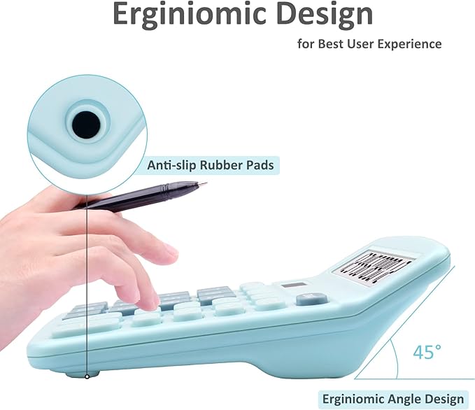 Calculators, Splaks 2 Pack Standard Functional Desktop Calculators Sola and AA Battery Dual Power Electronic Basic Calculator with 12-Digit Large Display for Office, Home, School (1 Blue & 1 Pink)