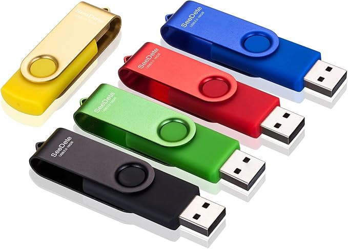 16GB USB Flash Drives, USB Stick, Thumb Drive Rotated Design, Memory Stick with LED Light for External Storage and Backup Data, Jump Drive, 5 Pack 16GB (5 Colors: Gold Black Green Red Blue)