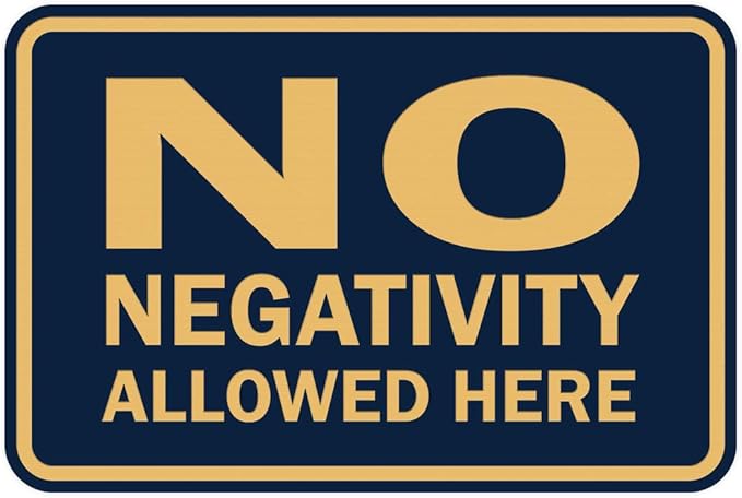Signs ByLITA Classic Framed No Negativity Allowed Here Sign (Navy Blue/Gold) - Medium 10 Pack