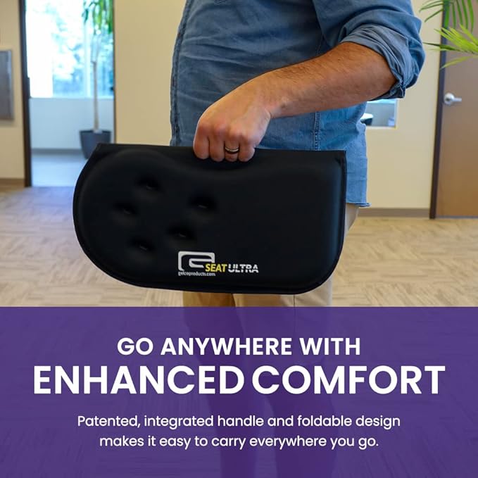 GSeat Ultra Orthopedic Gel and Foam Seat Cushion (Gray) – for Coccyx, Back, Tailbone, Prostate, Postnatal, and Sciatica Pain/Discomfort – Office, Car, Chair, Travel