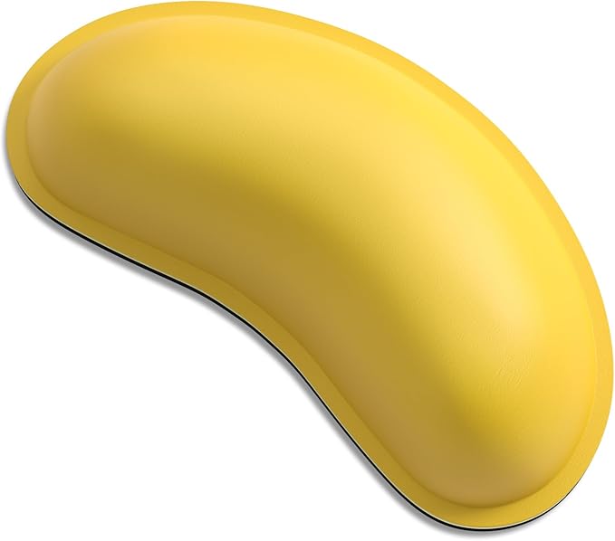Dapesuom Mouse Wrist Rest, Ergonomic Memory Foam Mouse Wrist Support, Leather Hand Rest Pad Cushion for Gaming, Office, Laptop, Wireless Mouse, Men, Women, Pain Relief & Easy Typing, Apricot Yellow