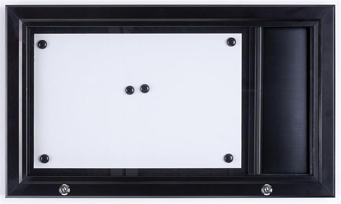 Weather Resistant, Magnetic Surface, Bulletin Board with Swing-Open Locking Door, Wall Mounted, Matte Black Finish Aluminum Frame, with Header, for Indoor Or Outdoor Use