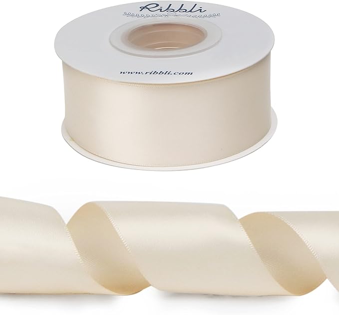 Ribbli Cream Double Faced Satin Ribbon,1-1/2” x Continuous 25 Yards,Use for Bows Bouquet,Gift Wrapping,Wedding,Floral Arrangement