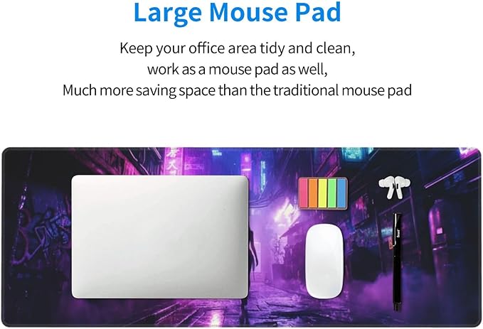 Punk Mouse Pad 31.5 X 11.8 Inch Big Desk Rubber Base Stitched Edges Keyboard Pad XXL Mouse Mat for Home Game and Office