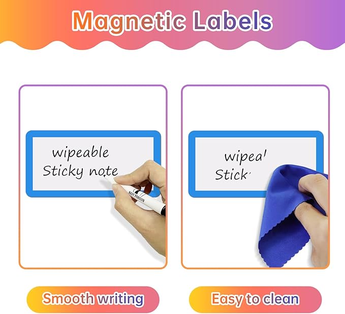 Dry Erase Magnets Set - 24 Pack - 4x2 in Whiteboard Magnetic Notes Planning Pads Labels - Small White Board Magnet Strips Name Tags for Home, Office and Classroom