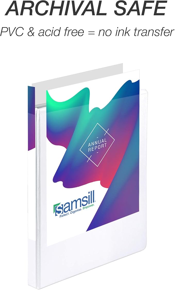 Samsill Durable .5 Inch Binder, Made in the USA, Round Ring Customizable Clear View Binder, White, 24 Pack (MP248417)