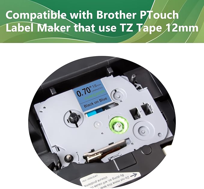 TZe-541 18mm TZe TZ Blue Tape Compatible with Brother P Touch Label Maker Tape TZ-541 TZe541 TZ541 Label Tape 18mm 0.7 Laminated Black on Blue for PT D400 D600 D610 P710bt, 3-Pack