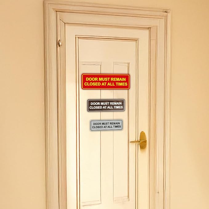 Signs ByLITA Standard Door Must Remain Closed At All Times Sign (Walnut) - Small 1 Pack