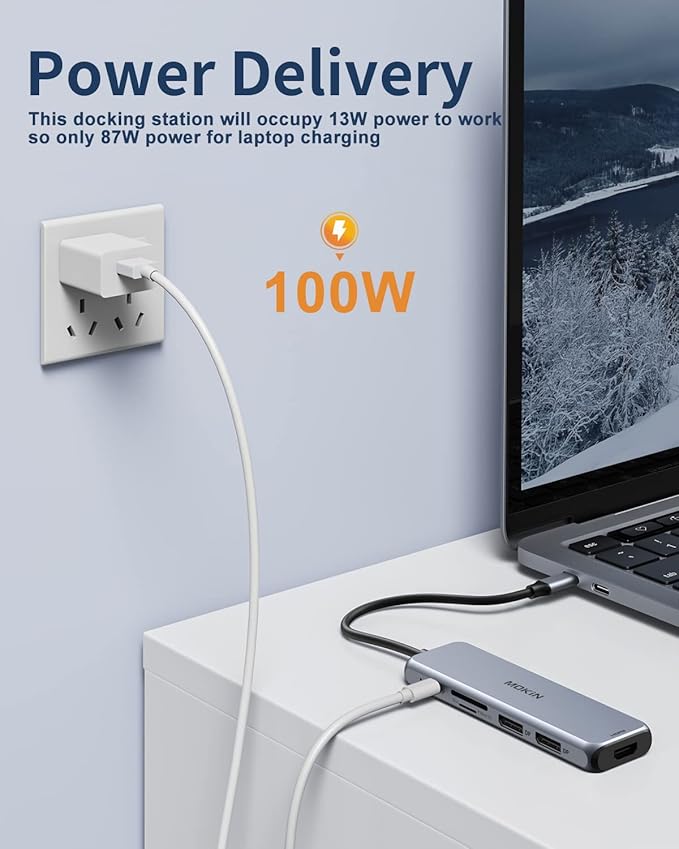Docking Station Dual DisplayPort, MOKiN USB C Hub Dongle with 2 DP, HDMI, 3 USB A 3.0, SD & Micro SD Slot, PD Charging Port for MacBook/Dell XPS/Steam Deck/HP/Lenovo ThinkPad/Microsoft Surface