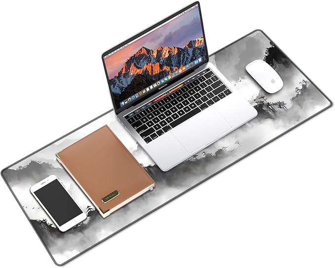 Galdas Gaming Mouse Pad XXL XL Large Long Extended Big Mousepad Non-Slip Rubber Keyboard Mouse Pad with Stitched Edges for Laptop Home Office (31.5x11.8x0.08 Inch) … (Black Ink)