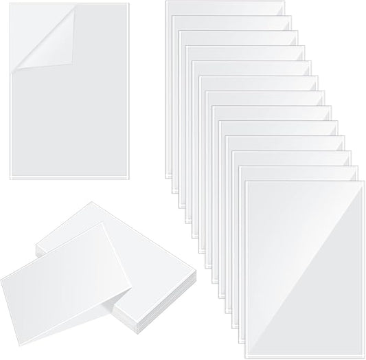Gueevin 100 Pcs 4 x 6 Inch Self Adhesive Display Pockets Peel and Stick Clear Paper Sleeves Wall and Door Communication Clear Adhesive Sheet Protector Letter Size Plastic Sheet Protectors