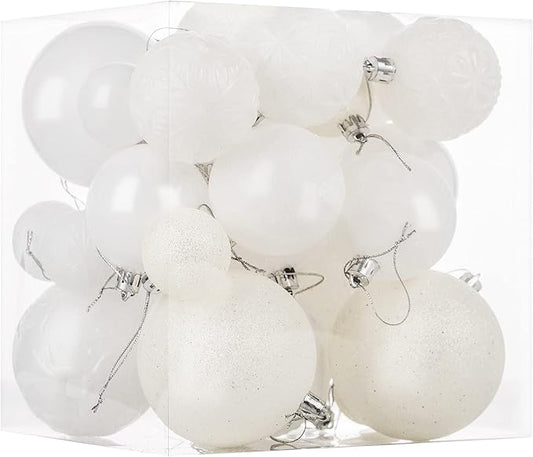 Christmas Ornaments for Xmas Trees,White Shatterproof Christmas Ball Ornaments