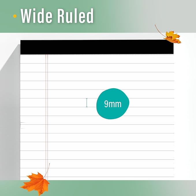 3 Pack Legal Pads 8.5 x 11 Note Pads 8.5 x 11 Inch Notepad 90 Sheets Writing Pads Wide Ruled Lined Paper Pads White Paper Note Pads 8.5 x 11 with 30 Sheets Per Legal Pad for School, Office, Home