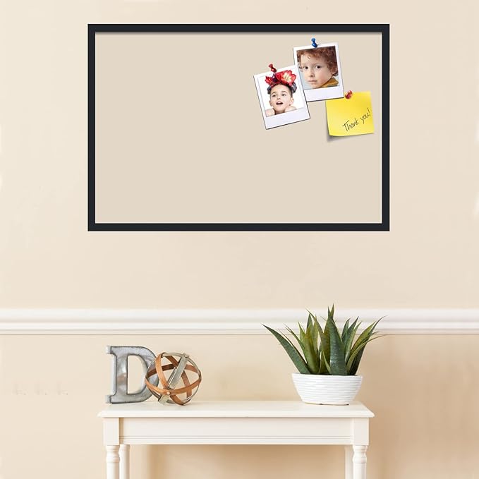 PinPix 36x24 Inch Cork Bulletin Board. This Decorative Framed Pin Board Comes with Desert Pastel Design and a Satin Black Frame. Ideal for Home Office Decor or Message Board (PinPix-1815)