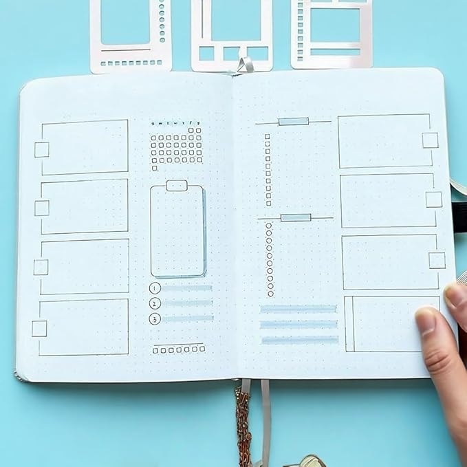 Reusable Flexible Record Template Stencils for Dot Grid Journals, Daily Planning, Journaling, Checklists, Lines, Boxes, Handmade Planner (C)