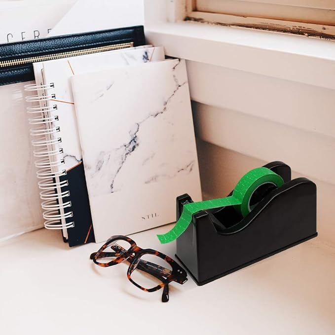 Tape Dispenser, Heat Press Tape Dispenser, Desk Heat Tape Dispenser 6.3 x 2.5 x 3.4 Inch, Holder Fits 1" and 3" Core (Black)