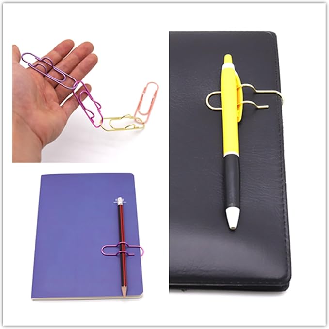 12-Pack Pen Holder Clips for Notebook, Journal, and Book, Ideal for Students, Professionals, and Teachers, Pen Loop Holder for Office and School Use (3 Gold, 3 Rose Gold, 3 Pink, 3 Purple)