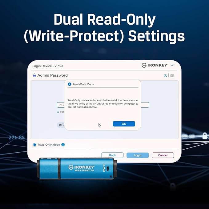 Kingston Ironkey Vault Privacy 50 USB-C 512GB Encrypted Flash Drive | FIPS 197 Certified | XTS-AES 256-bit | BadUSB and Brute Force Protection | Mult-Password Option | IKVP50C/512GB