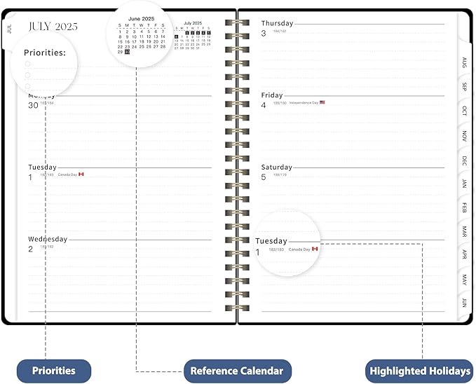 Planner 2025-2026, Monthly and Weekly Calendar Academic Planner (July 2025 - June 2026), Hardcover Planning Agenda Book for Office School Supplies, A5 (6.3" x 8.5") (Black, 6.3"x8.5"(Jul 2025-Jun 2026）)