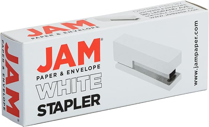 JAM PAPER Modern Desk Stapler - White - Sold Individually