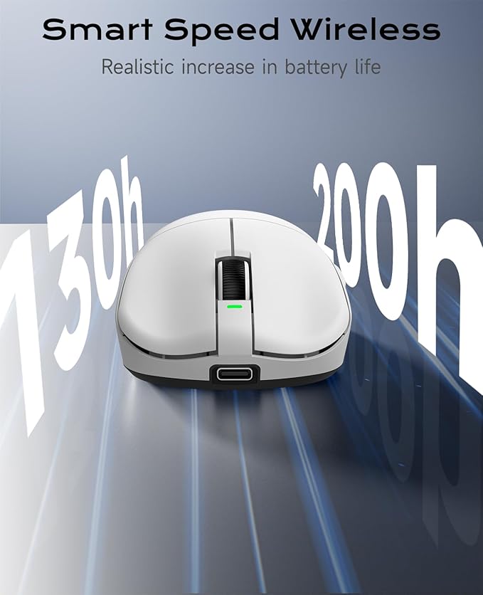 VGN Lightspeed Wireless Gaming Mouse with Dual-Mode 2.4G/Type-C Wired - 25K Sensor - 26,000 DPI - 55g Lightweight - 6 Programmable Buttons - Up to 200h Battery Life for PC/Mac- F1 Pro Max White