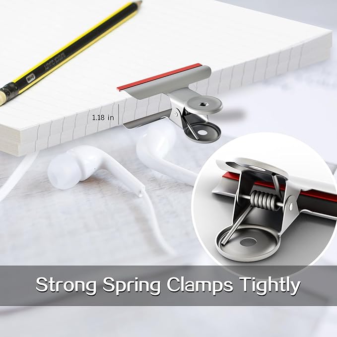 HOUSE AGAIN 12 Pack Stainless Steel Chip Bag Clips Covered with Silicone NO More Sharp Edges, Bulldog Clips for Food Bags Air Tight Seal, Heavy Duty Binder Paper Clips for Kitchen and Office, 3 Inches