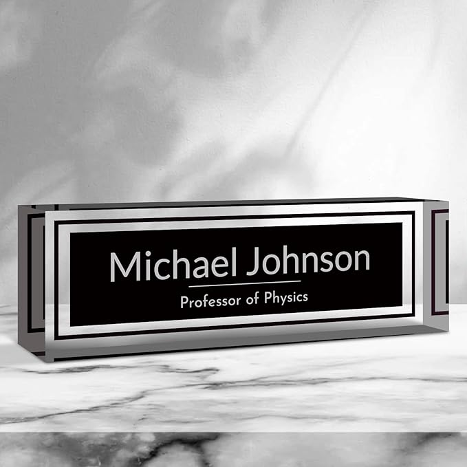 Desk Name Plate Personalized, Custom Name Plate for Desk, Acrylic Desktop Accessories, Office Gift & Decor for Women Men, Teacher Nurse Boss Employee Appreciation Gifts