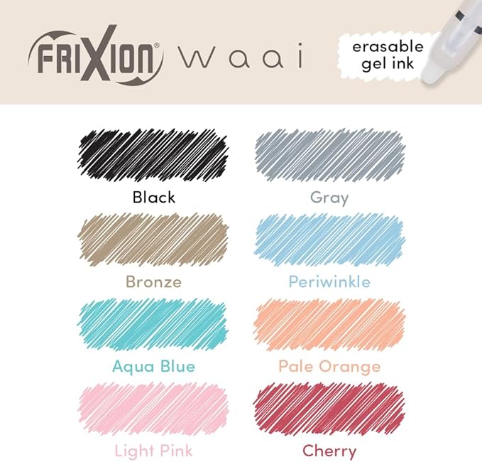 PILOT, FriXion Waai Erasable Gel Pens, 8 Pack Pouch, Extra Fine Point 0.5 mm, Assorted Colors