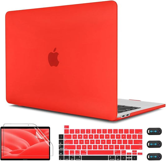 CISSOOK for MacBook Pro 13 Inch Case Red, Plastic Hard Shell Case Cover with Keyboard Cover for MacBook Pro 13 with Touch Bar M2 M1 Chip A2338 A2251 A2289 Model 2025-2016 Release, Matte Red
