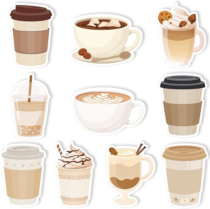 Cute Sticky Notes Set Coffee Cup Funny Stationery Self-Adhesive Pads Party Wedding Favors Themed Gifts Fun Memopads Essentials Pastel Refrigerator for Women Student Office Supplies (10 Packs)