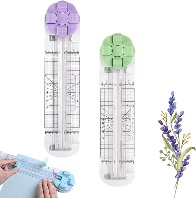 4-in-1 Multi-Function Paper Trimmer,Bidirectional Papers Cutter,Bidirectional Rotary Paper Cutter for A4/Photo/Card, for Daily Manual and Office Use (Green+Purple)