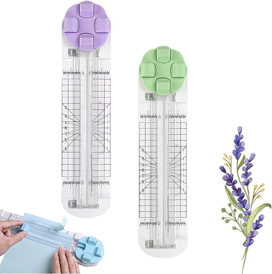 4-in-1 Multi-Function Paper Trimmer,Bidirectional Papers Cutter,Bidirectional Rotary Paper Cutter for A4/Photo/Card, for Daily Manual and Office Use (Green+Purple)