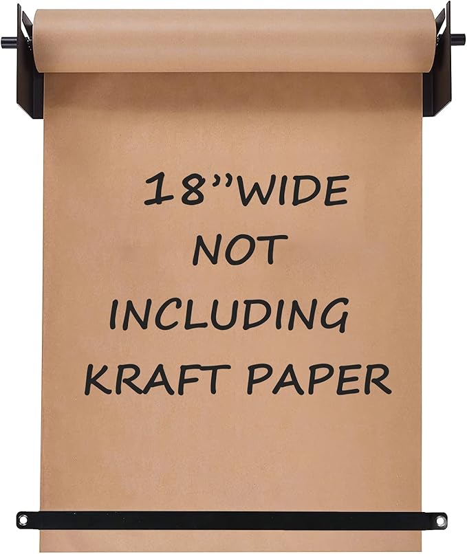 18”Kraft Paper Dispenser Holder Wall Mount, Heavy-Duty Paper Cutter Butcher Paper Dispenser to Do Lists, DIY Drawing, Taking Note, Artwork, Daily Special - Black