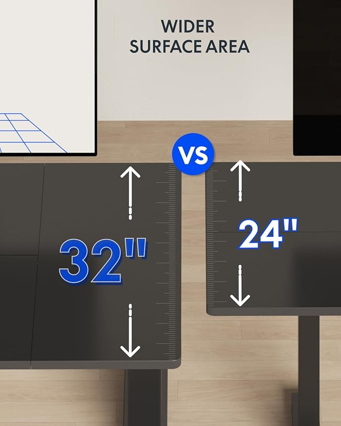 FLEXISPOT 71 x 32 Inch Large Standing Desk, Stand Up Desk with Splice Board, Rising Desks for Home Office, Office Desk with Cup Holder and Headphone Hook (Black Frame + Black Top, 2 Packages)
